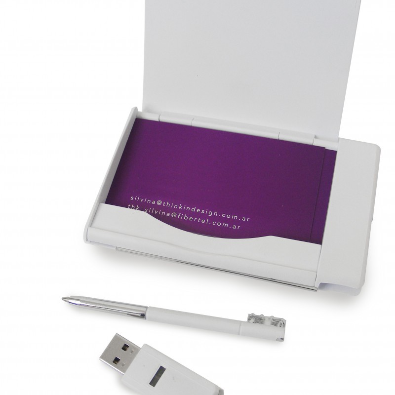 PORTATARJETAS CON USB Y BOLÍGRAFO