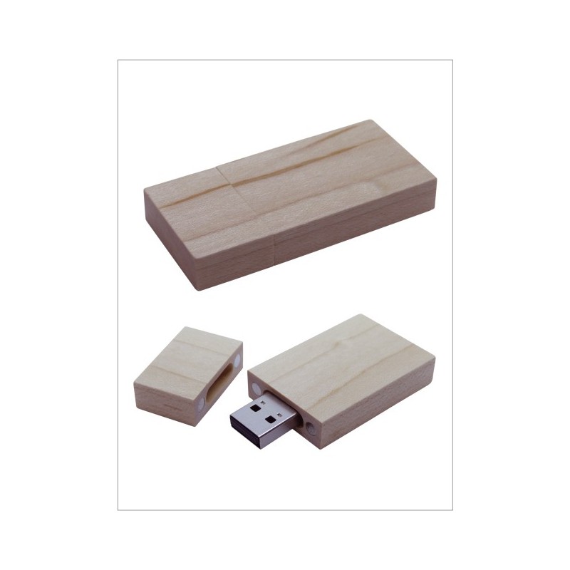 Usb madera rectangular con tapa