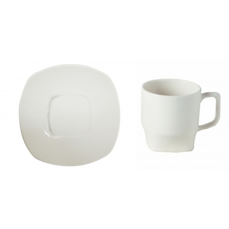 Plato y pocillo block blanco