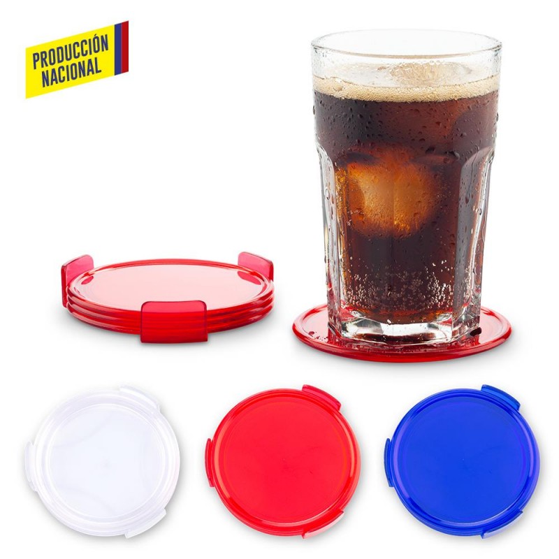 PORTAVASOS CIRCULAR PLASTICO (SET*4 Y BASE) - NAL