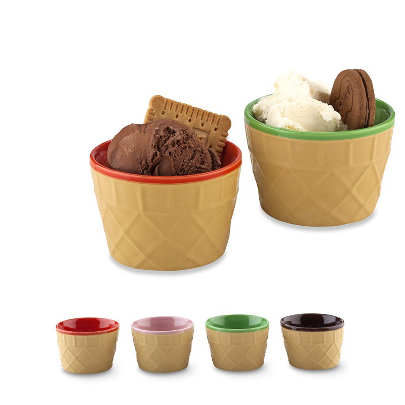 Set De Recipientes Para Helado En Ceramica