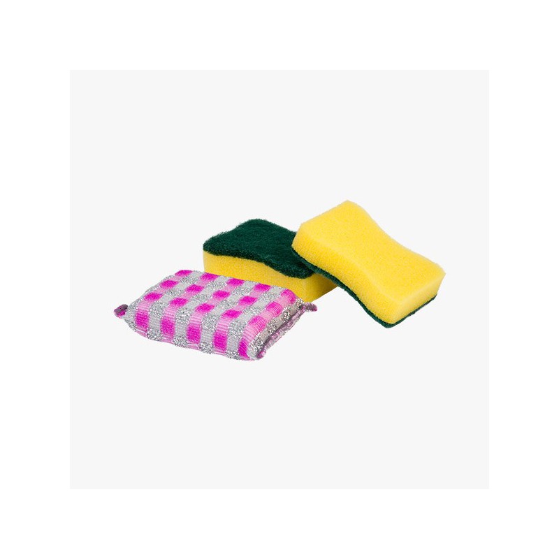 KIT DE ESPONJILLAS ( 1 RELUCIENTE + 2 DOBLEUSO)
