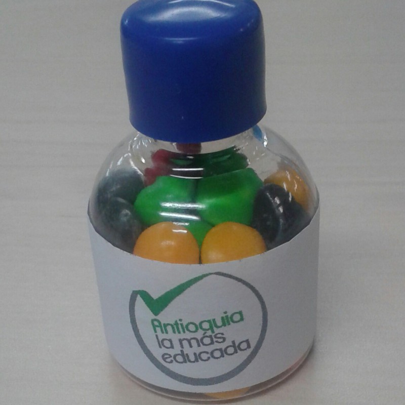 Frasco plástico 35ml con dulces masticables