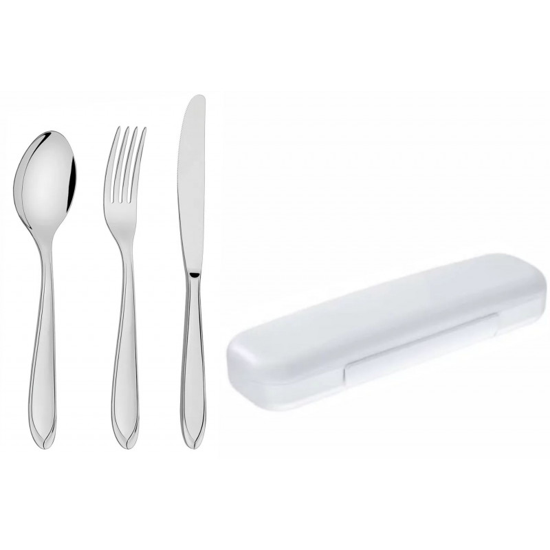 Set de cubiertos en acero inoxidable con estuche