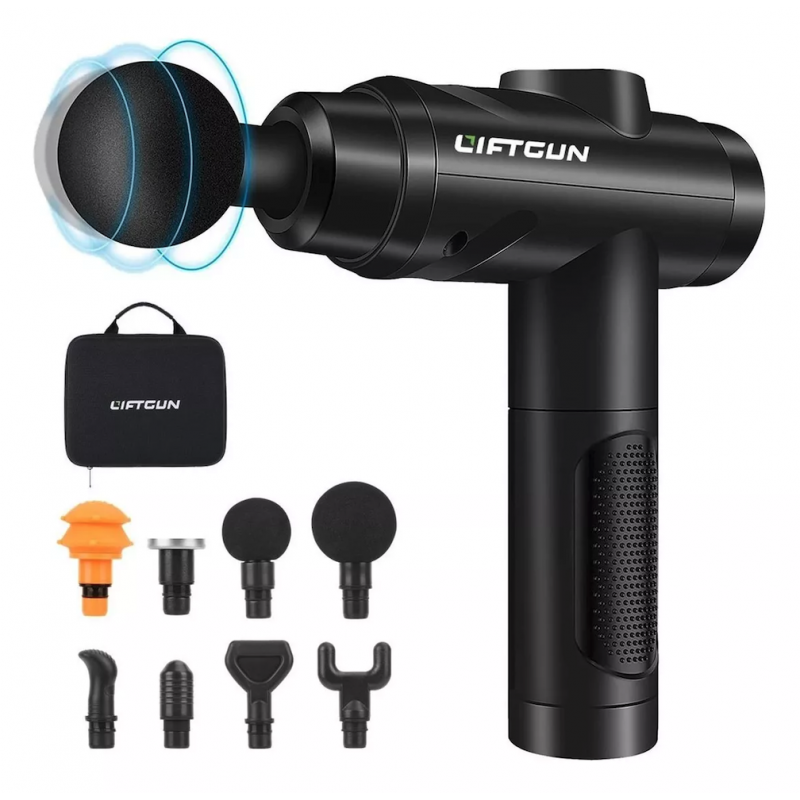 Masajeador Pistola Liftgun Pro 30 Niveles +lcd +8 Cabezales