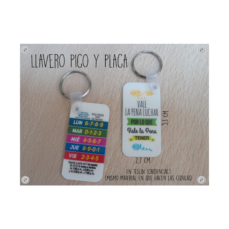 Llavero Pico y Placa