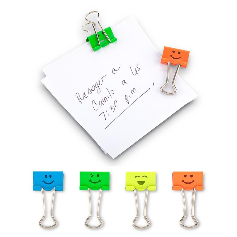 SET DE CLIPS SMILEY FACES x 4 UNIDADES