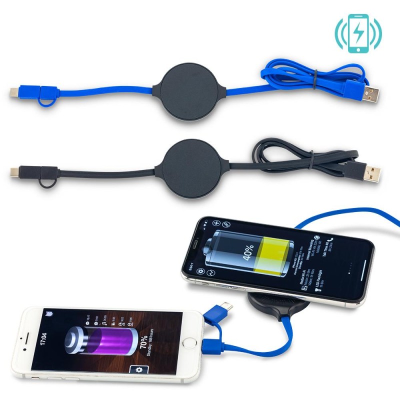 CARGADOR INALAMBRICO CON CABLE MULTICARGADOR