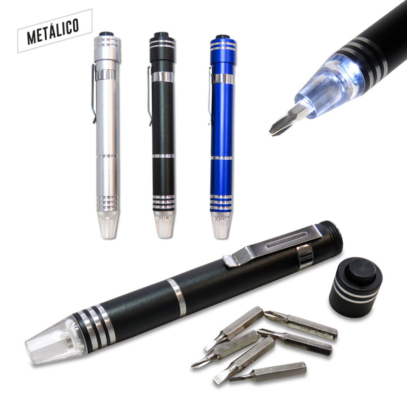 Set de Destornilladores Pen con Linterna LED