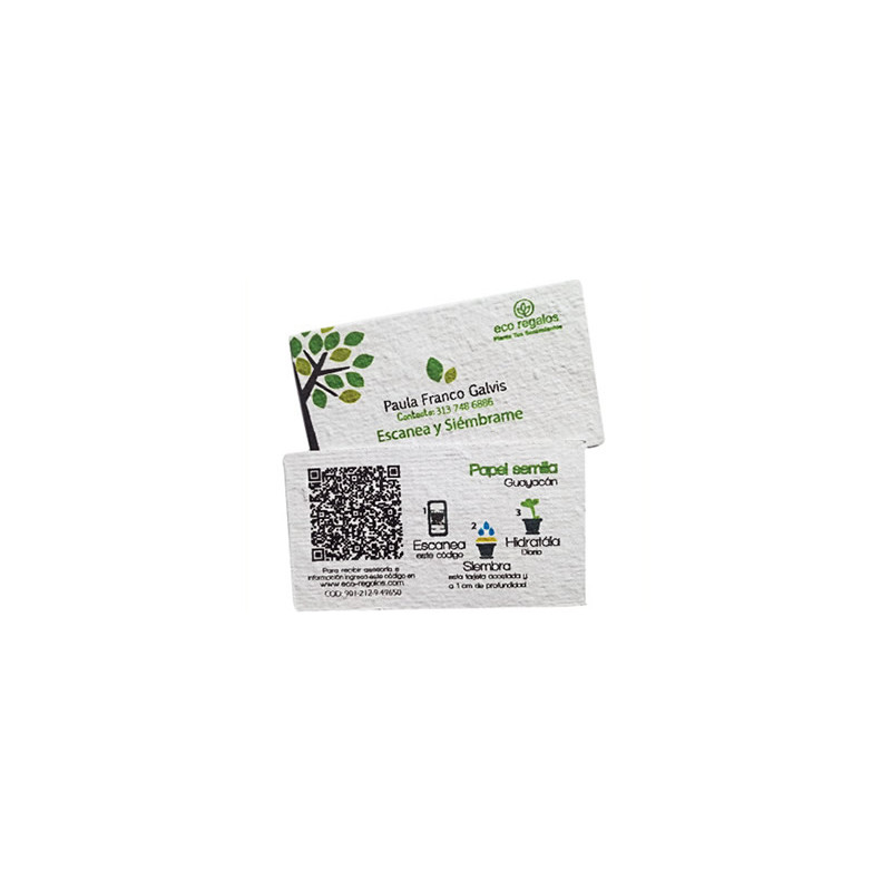Tarjeta de presentacion germinable con codigo Qr