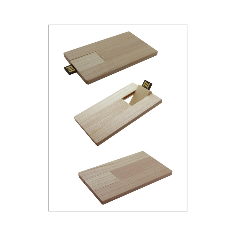 Memoria USB Tarjeta En Madera Pino Modelo S046