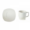 Plato y pocillo block blanco